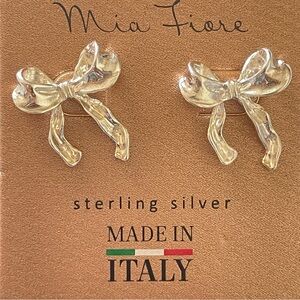New Mia fiore Sterling Silver Bow Post Earrings Italy